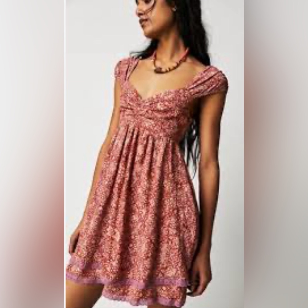 Free People Tabitha Mini Dress Petal Combo Size XL Cottagecore Coquette